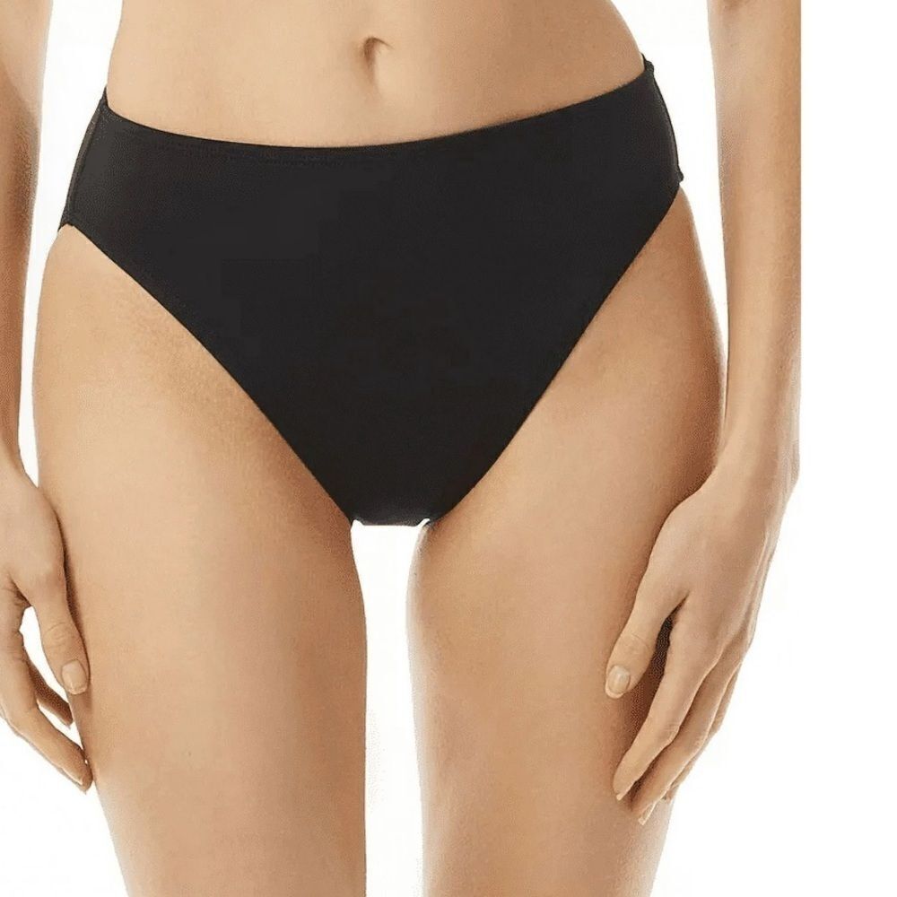 Michael Kors Women's Black Solid High Leg High Waist Bikini Swim Bottom